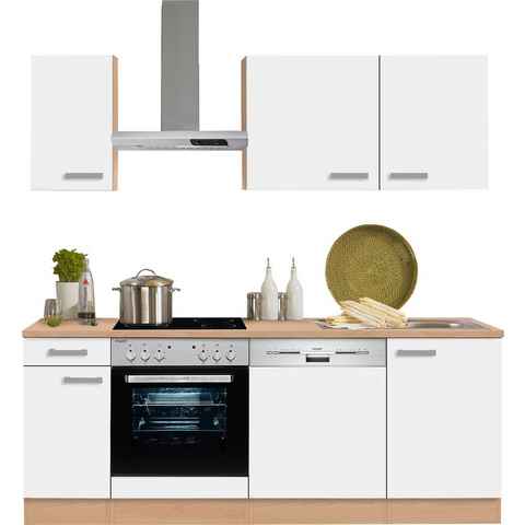 OPTIFIT Küchenzeile Odense, mit E-Geräten, Breite 210 cm, mit 28 mm starker Arbeitsplatte