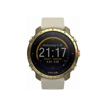 Polar Grit X Pro Artic Gold, Smartwatch, M/L, 1,2 Zoll, Saphir, GPS Smartwatch, Fitness, Gesundheit