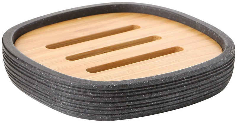 Sanotechnik Seifenschale BAMBU, Breite: 11,3 cm, mit herausnehmbarem Holzbrett
