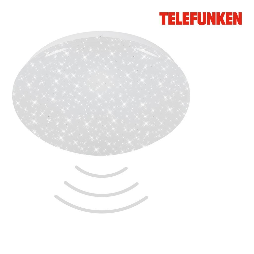 Telefunken LED Deckenleuchte 601706TF, Leuchtdauer einstellbar, LED fest integriert, 2700K - Extra-Warmweiß, Deckenleuchte Sensor Sternenhimmel 12W 1200lm 4000K Ø 27,7cm