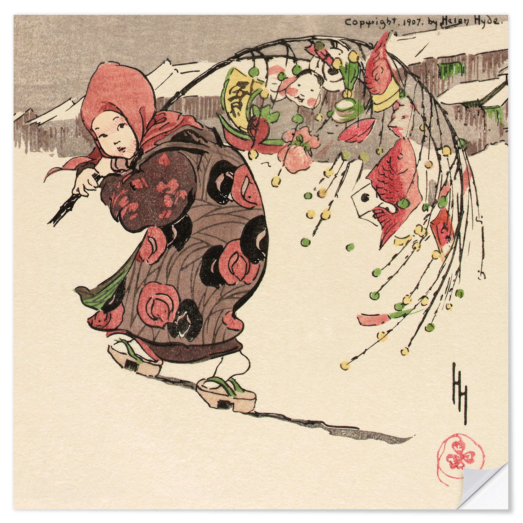 Posterlounge Wandfolie Helen Hyde, Das gute Glück, Japandi Malerei