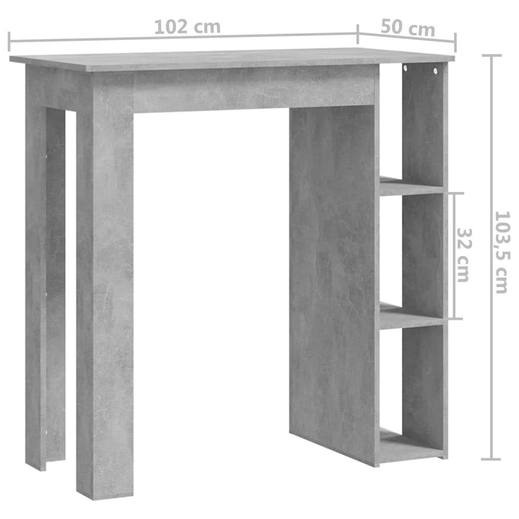 Esstisch cm mit (1-St) furnicato Regal Bartisch Betongrau 102x50x103,5 Holzwerkstoff