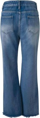 FIDDY Schlaghose Jeans Baggy Für Fraue Damen Low Waist Wide Leg Jeans Fit Jeans Hose