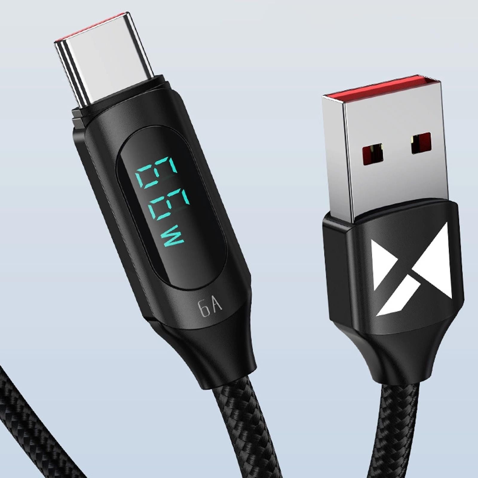 Wozinsky Wozinsky WUACC1 USB A Schnell Lade Kabel Smartphone-Kabel, USB Typ C, USB Typ A (100 cm), Universal passend Daten Display USB Typ C Anschluss kurz 1m