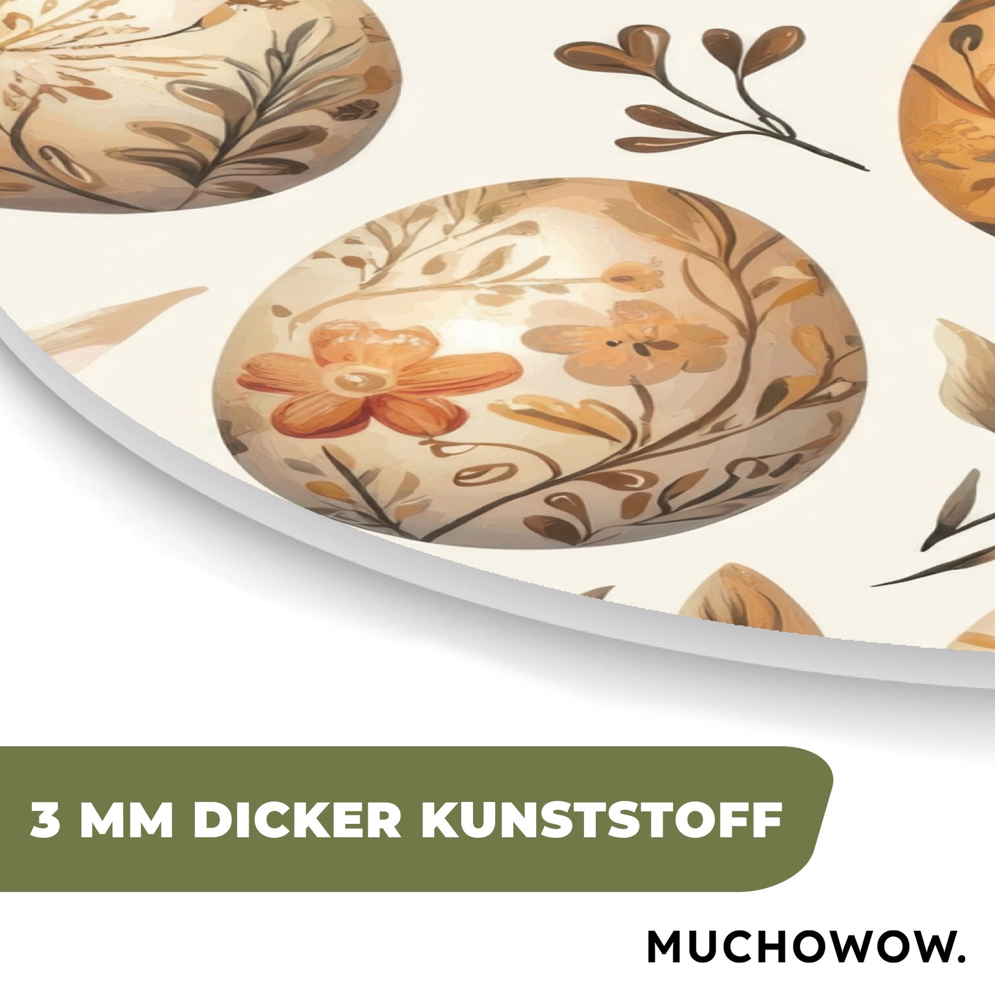 MuchoWow Gemälde Ostereier - Braun - Blumen, Fotodruck (1 St), Wandbild Abstrakt, Wohnzimmer Schlafzimmer Wanddekoration, 40x40 cm