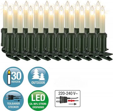Hellum Lichterkette Hellum 30er LED-Filament-Schaftkerzenkette elfenbein außen