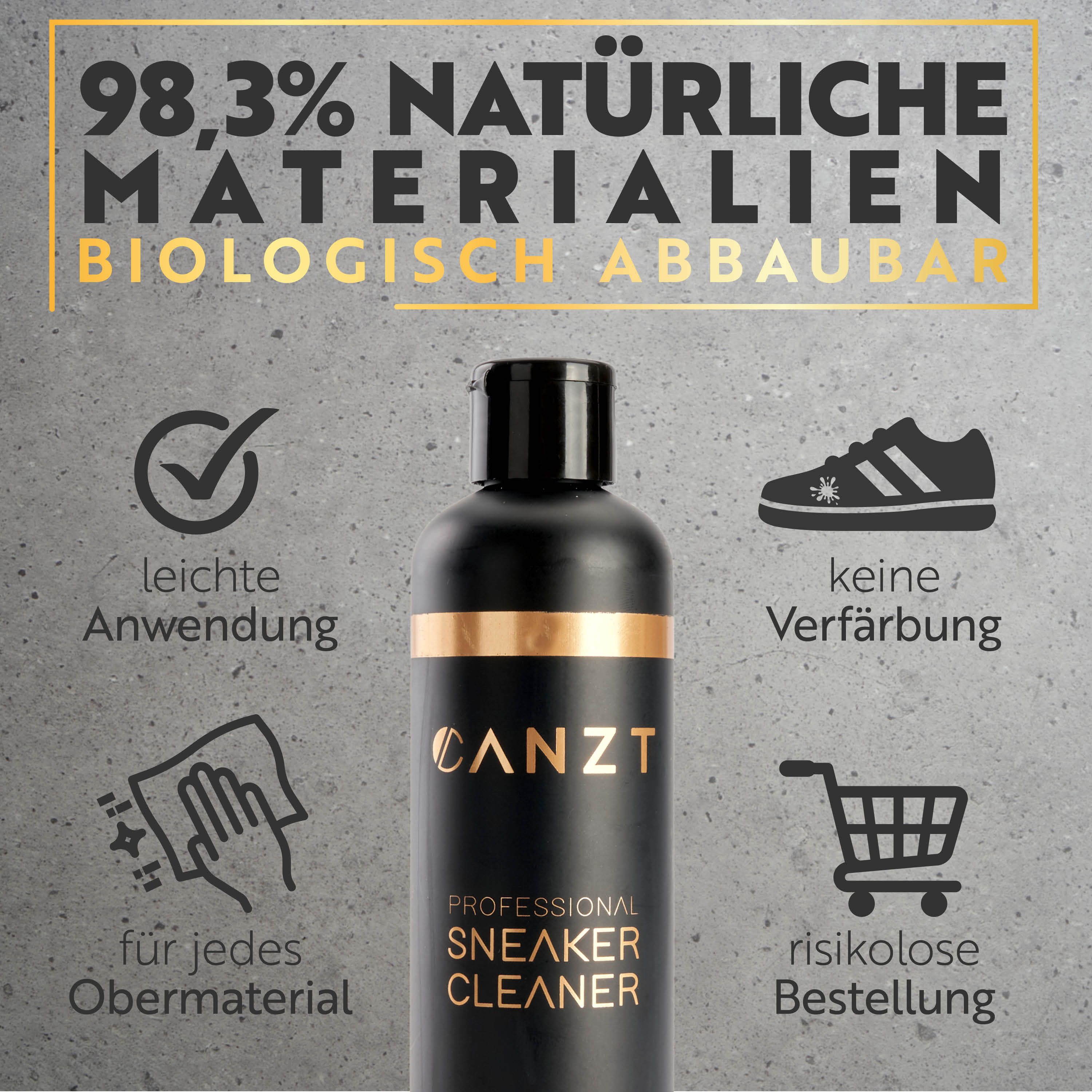 Canzt Sneaker Reiniger Set – Schuhputzset für Wildleder, Nubuk & Stoff Schuhreiniger (Set, [- Enthält 118 ml Sneaker Cleaner, Schuhbürste und Mikrofasertuch. Entfernt Schmutz von Wildleder, Nubuk, Suede, Mesh, Stoff und Leder)