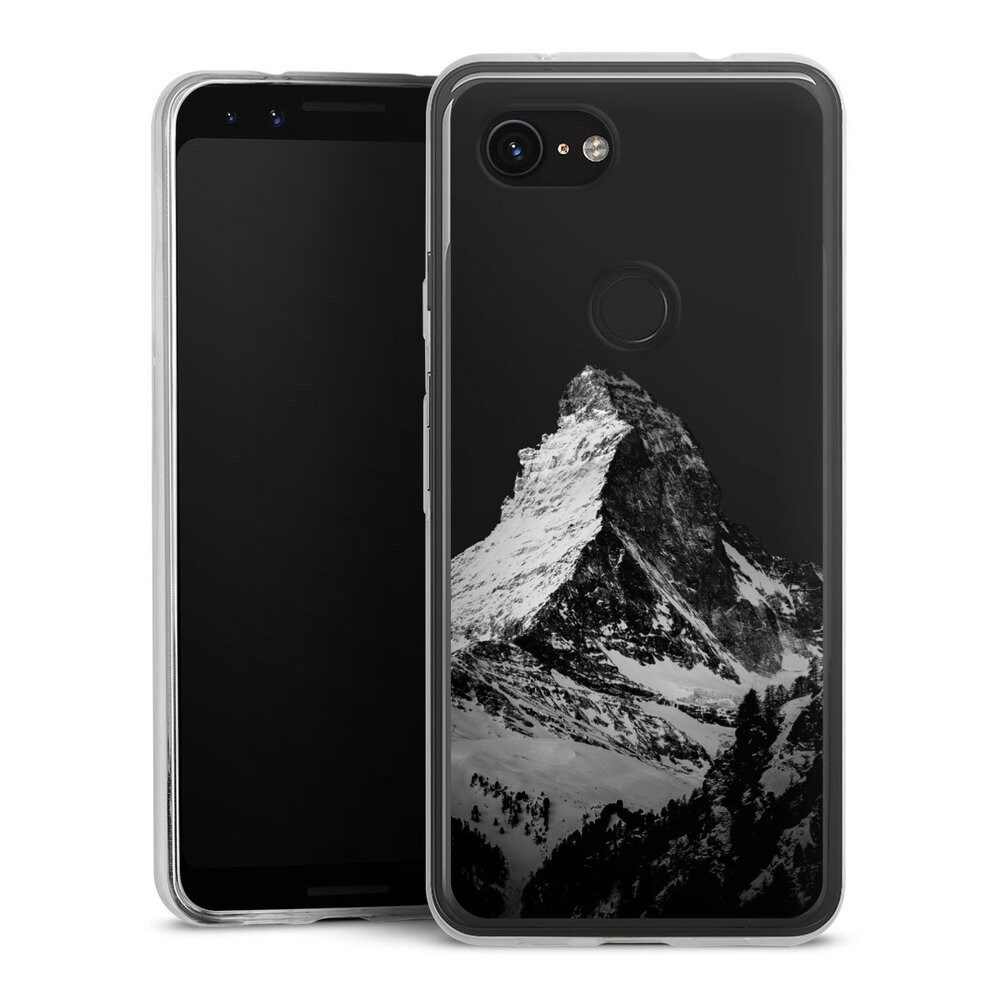 DeinDesign Handyhülle Berg Schnee Alpspitze Snow Capped Mountains Grayscale, Google Pixel 3a Slim Case Silikon Hülle Ultra Dünn Schutzhülle
