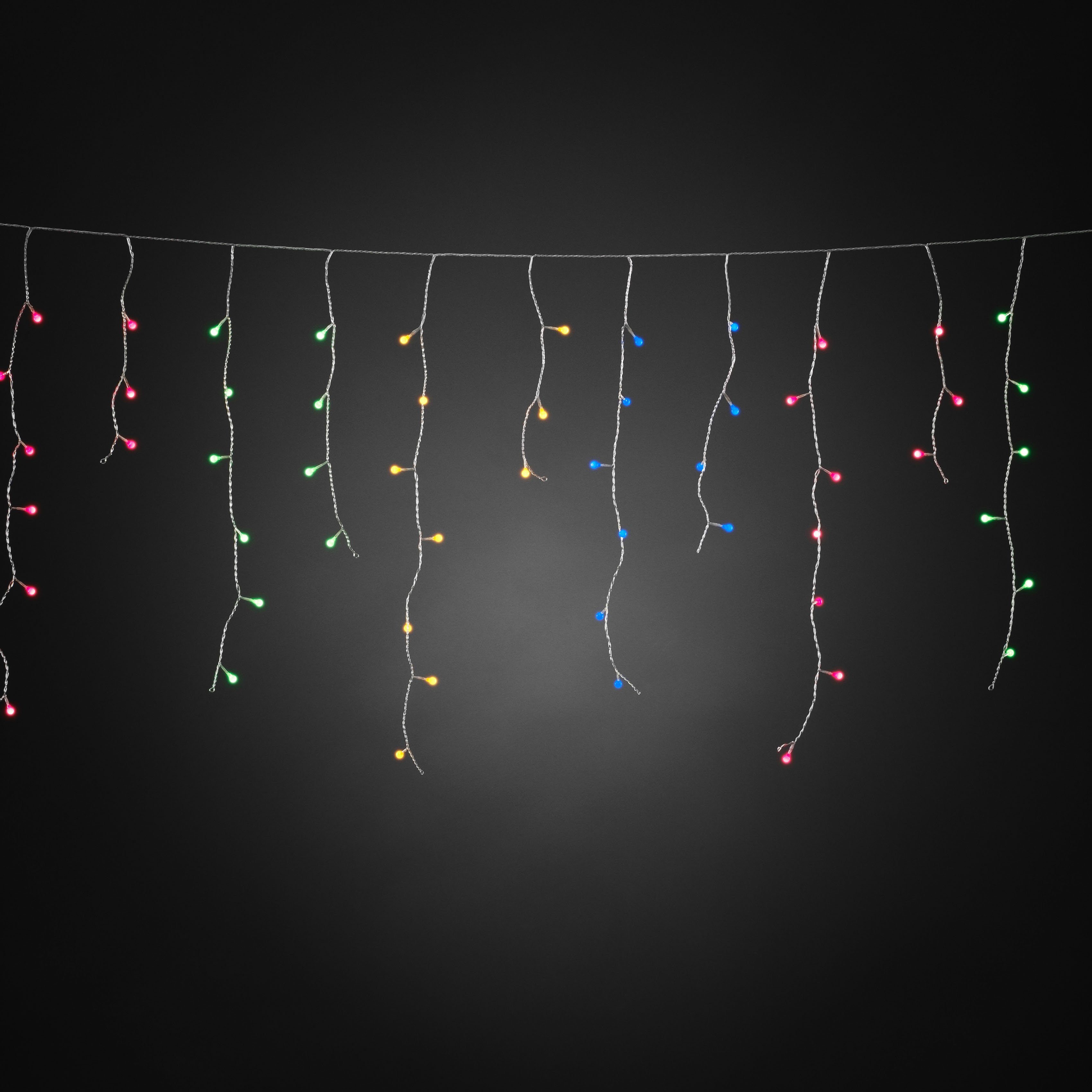 KONSTSMIDE LED-Lichtervorhang, 400-flammig, LED Eisregen Lichtervorhang, mit bunten Globes, 400 bunte Dioden