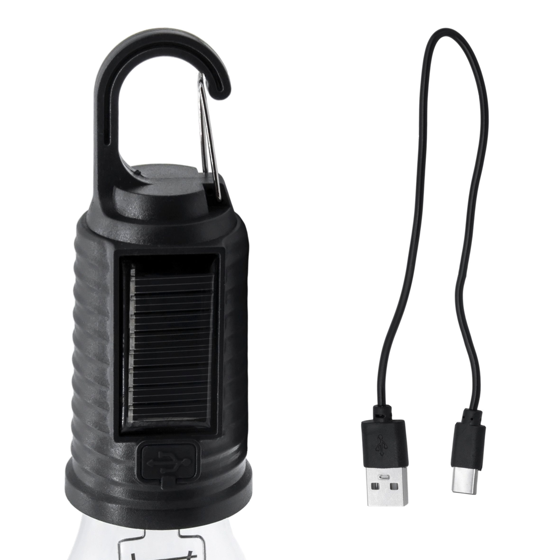 Spetebo LED Solarleuchte 2er Set Glühbirne per USB wieder aufladbar, Dimmbar, LED fest integriert, warm weiß, Garten Dekolampe zum Aufhängen, 3 Leuchtmodi – Bild 5 von 5