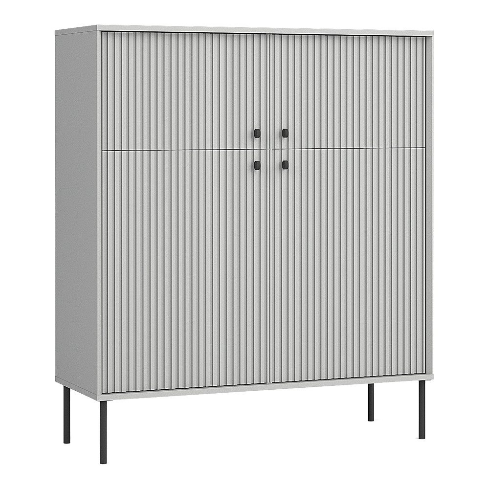 Lomadox Highboard IPSWICH-166, Hochkommode, grau mit gerillter Front, B/H/T ca. 105,4/122,4/41cm