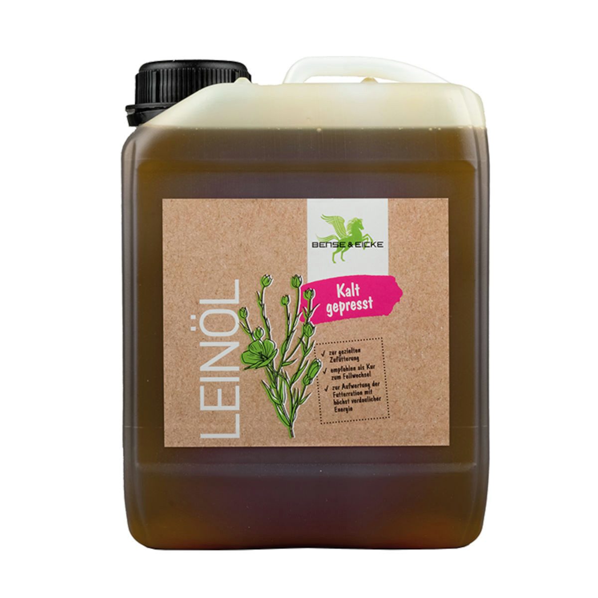 Bense & Eicke Leinöl -kalt gepresst- 2500 ml, Ergänzungsfutter für: Pferde