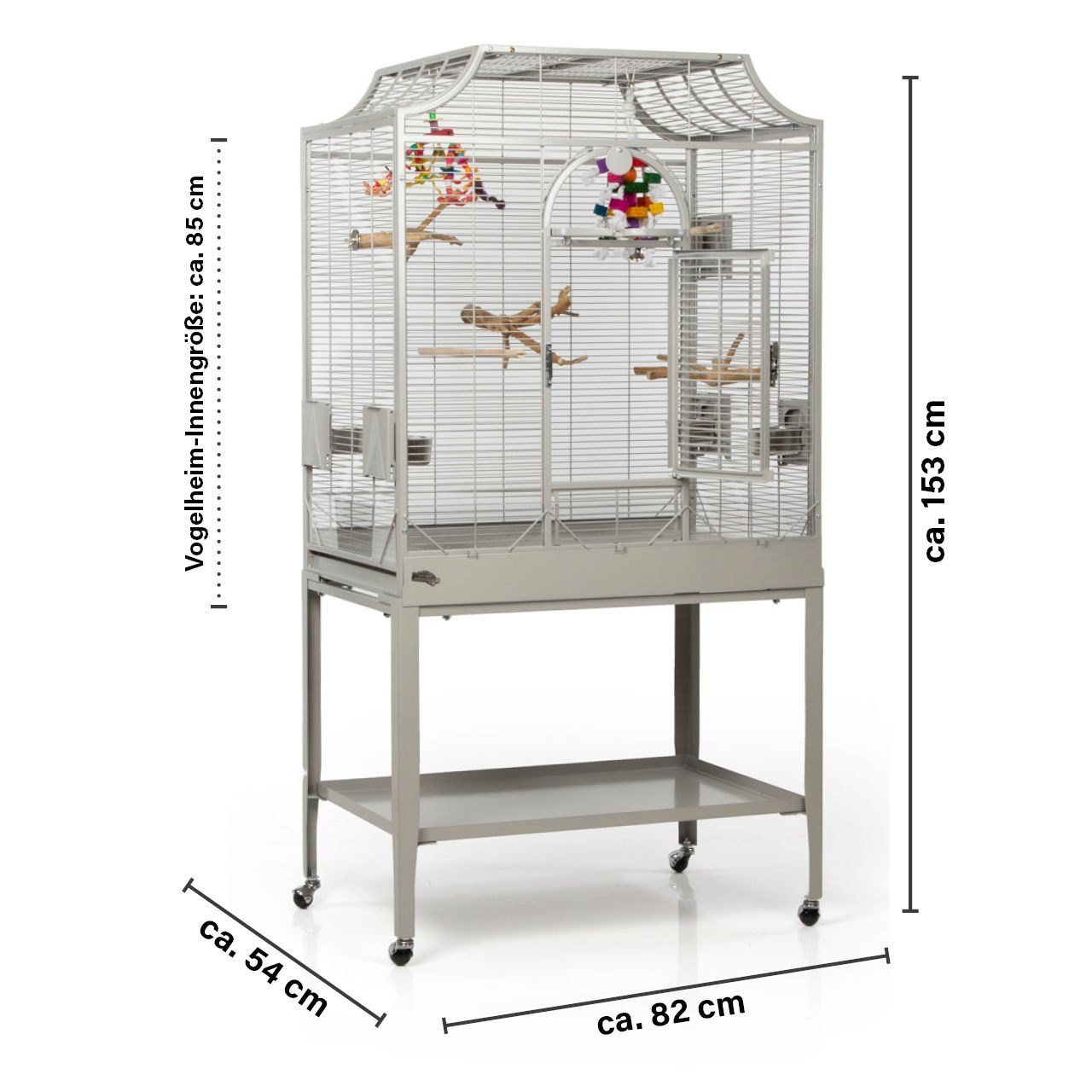 Montana Cages Vogelkäfig Madeira II - Platinum, Käfig, Voliere für Sittiche waagerechte Verdrahtung & Anflugklappe