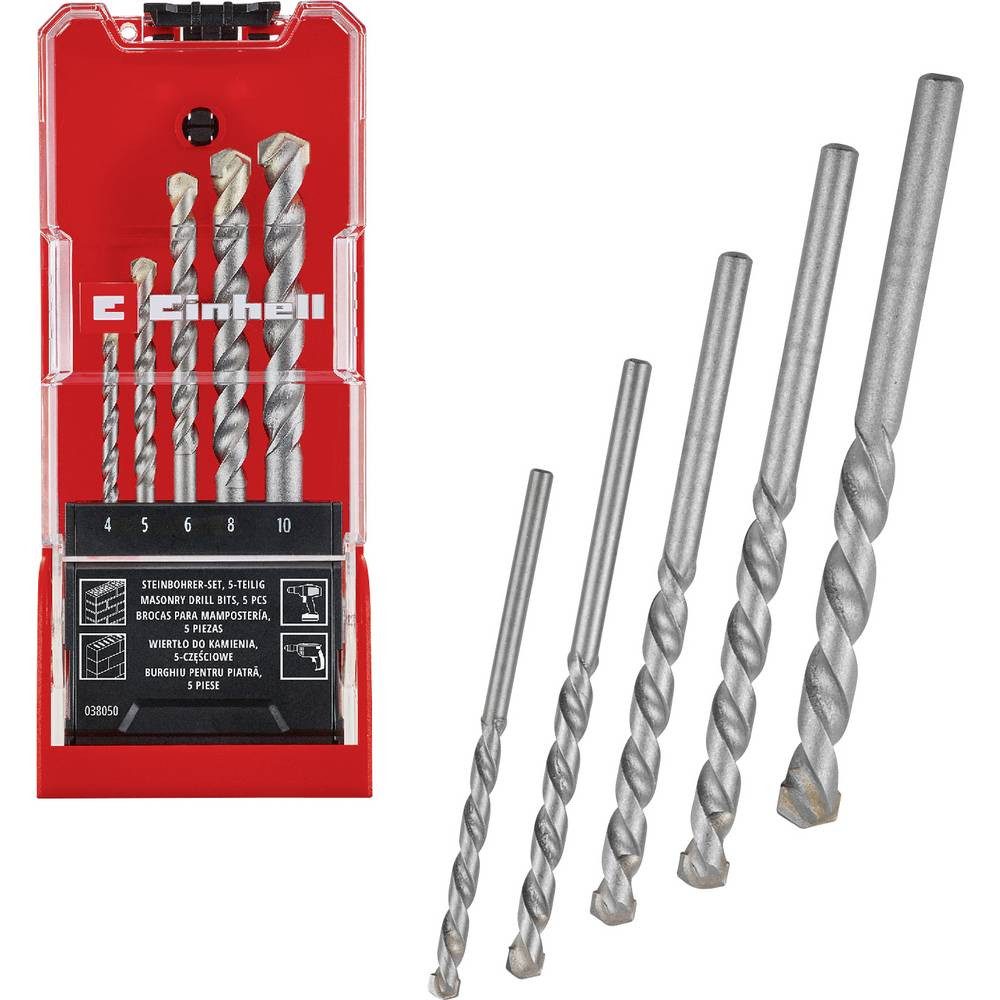 Einhell Spiralbohrer Kohlenstoffstahl Stein-Spiralbohrer-Set 5teilig 4 mm, 5 mm, 6 mm, 8