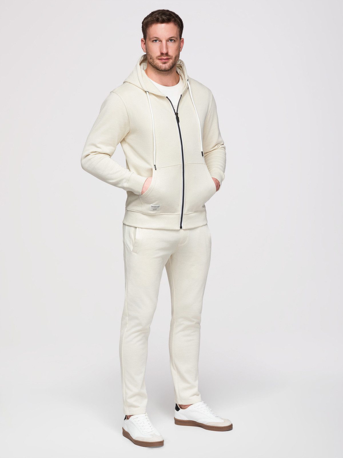 OMBRE Sweatanzug Set Z123 V-1 light grey M Creme L (kein Set, 1-tlg., Set bestehend aus Oberteil und Unterteil)