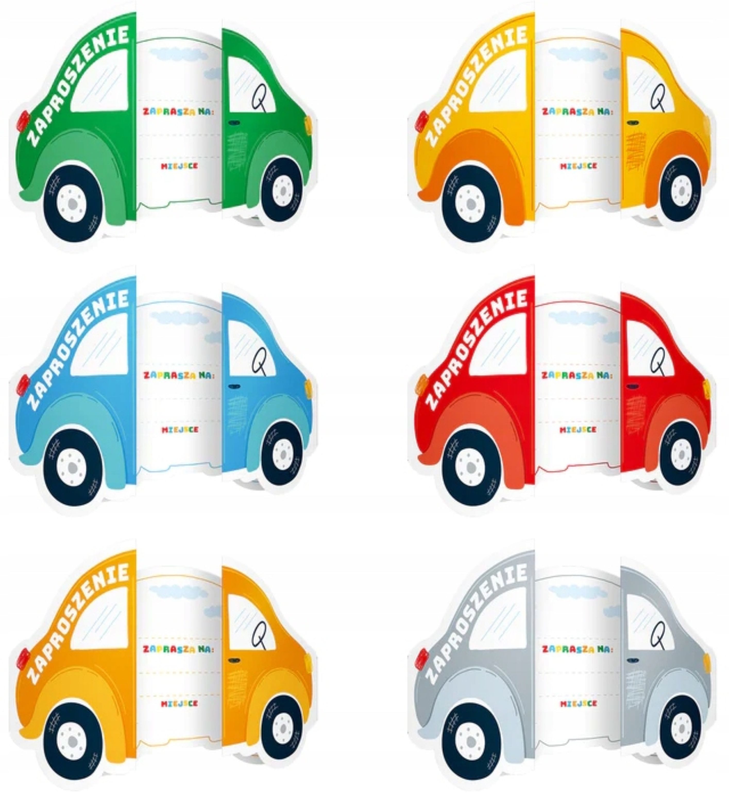 Festivalartikel Einladungskarten Auto Einladungskarten mit Umschlägen 6 Stück Kindergeburtstag