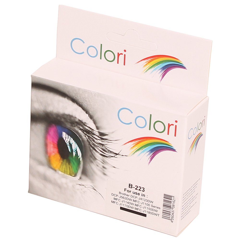 Colori Tintenpatrone (Kompatible Druckerpatrone für Brother LC-221 BK LC-223 Schwarz, MFC-J1170DW MFC-J1180DWT MFC-J4420DW MFC-J4425DW MFC-J4620DW MFC-J462)