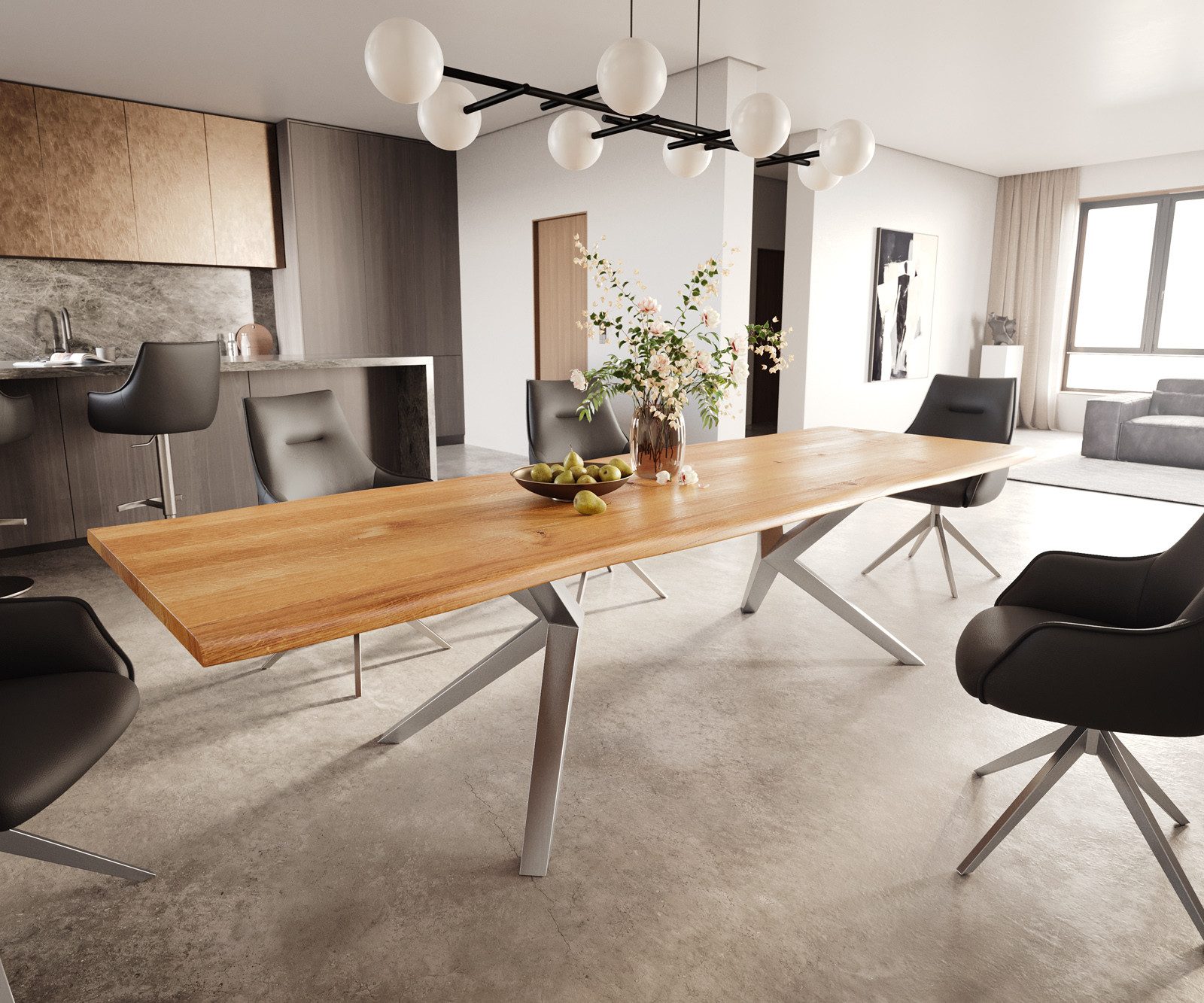 DELIFE Esstisch Edge, Eiche Natur 300x100x4 günstig online kaufen