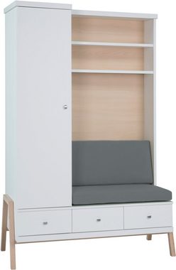 Schardt Kleiderschrank Holly Nature, Kinderkleiderschrank mit Wickelkommode inkl. Umbaukit zur Sitzbank; Made in Germany