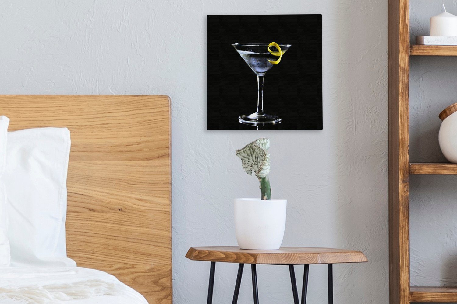 (1 Bilder mit Hintergrund, für auf Leinwand OneMillionCanvasses® Schlafzimmer Martini St), Zitronenspitze Leinwandbild schwarzem Wohnzimmer