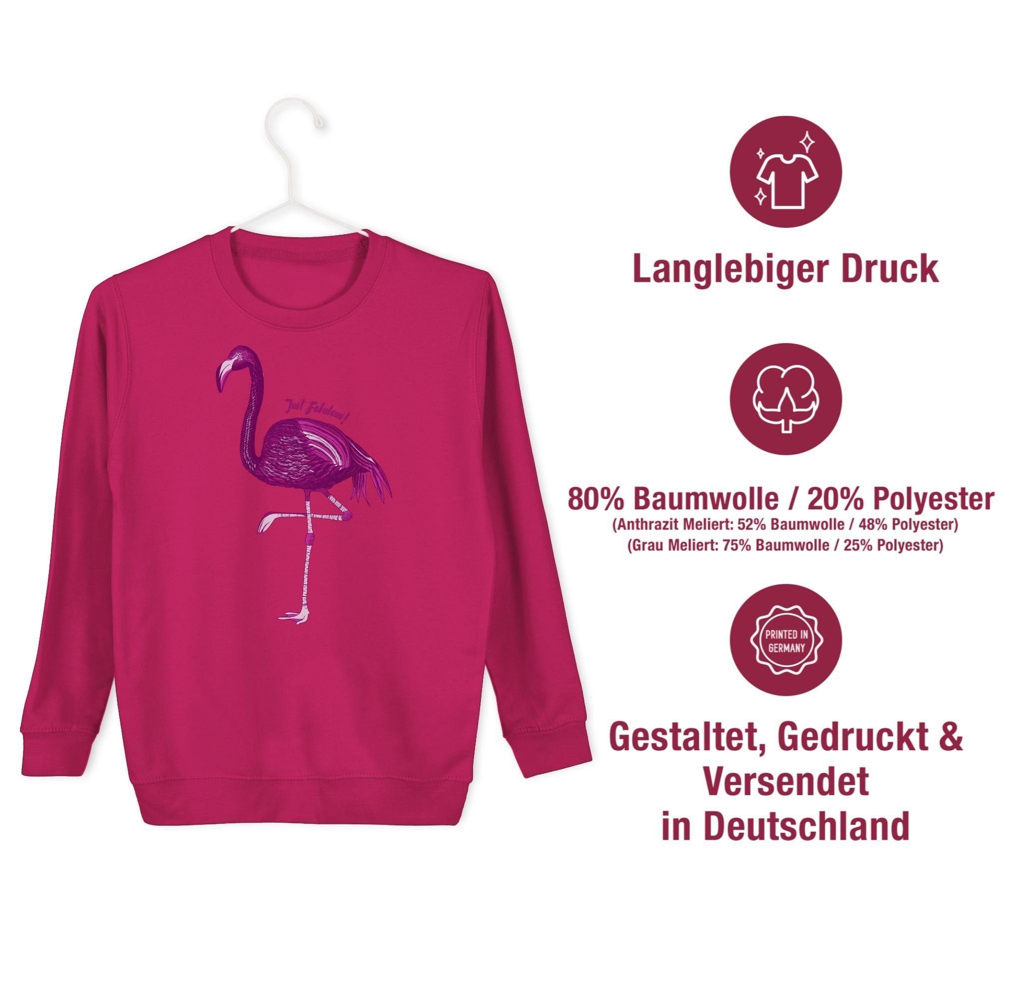 Shirtracer Sweatshirt Flamingo - Fabulous Print Fuchsia Animal Tiermotiv Just 2