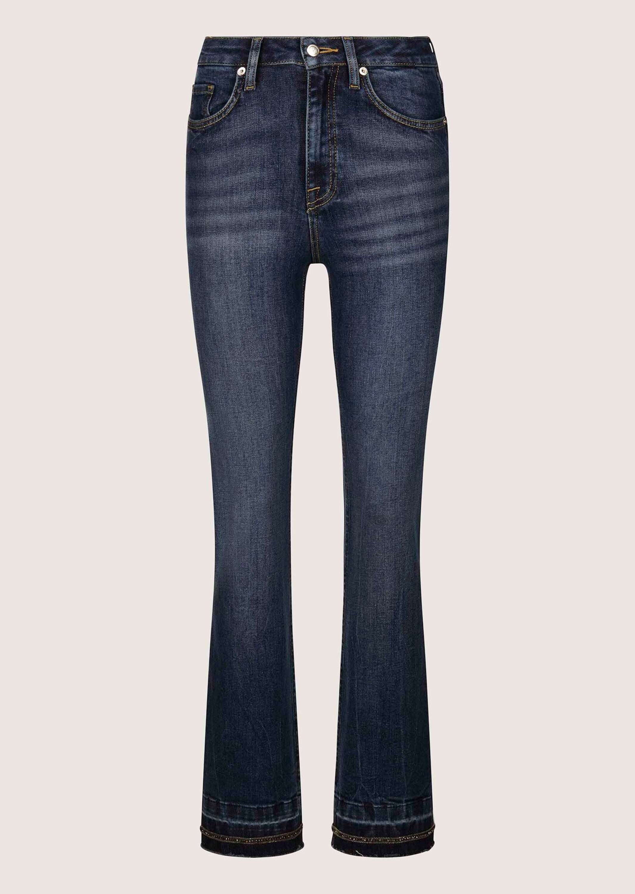 Gerade Jeans Ausgestellte Jeans mit Strass-Deko und Fransen