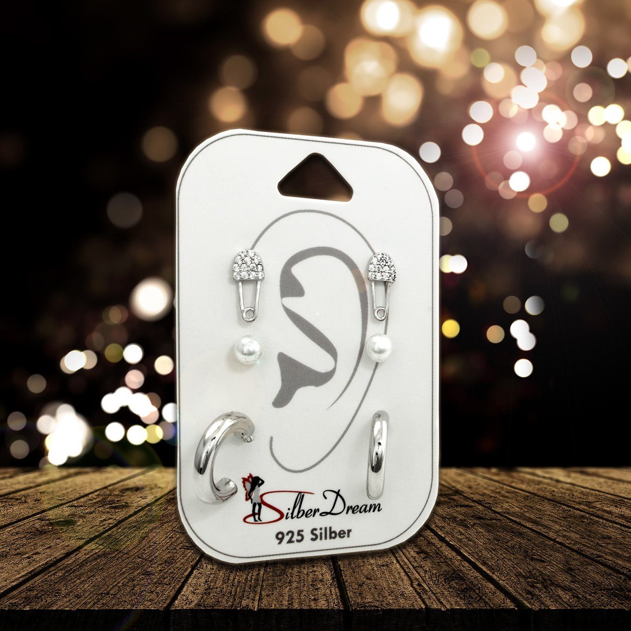 SilberDream Paar Ohrstecker SilberDream Zirkonia Kunstperle 3er Set (Ohrstecker, 3-tlg), Ohrstecker (Anstecker, Perle, Creole) 925 Sterling Silber, Farbe: weiß