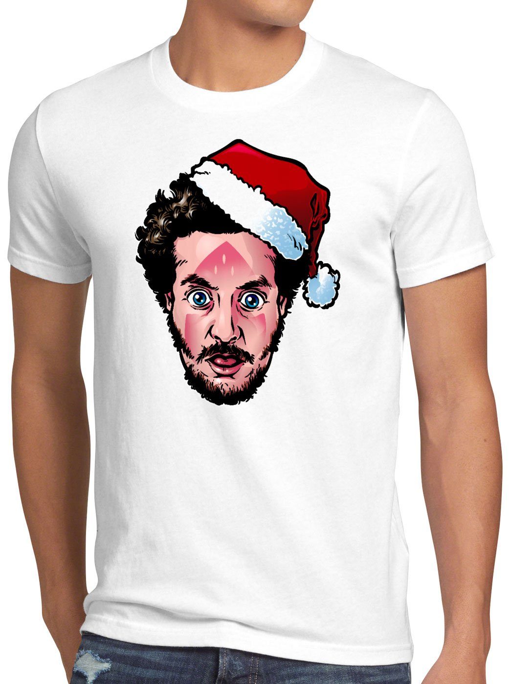 style3 Print-Shirt Herren T-Shirt Bandit Marv kevin bügeleisen allein weihnachten weiß