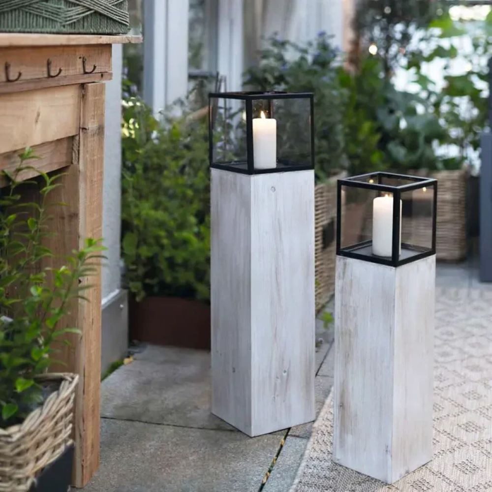 Schweng Dekosäule Windlichtsäule Modern 2er Set (2 St)