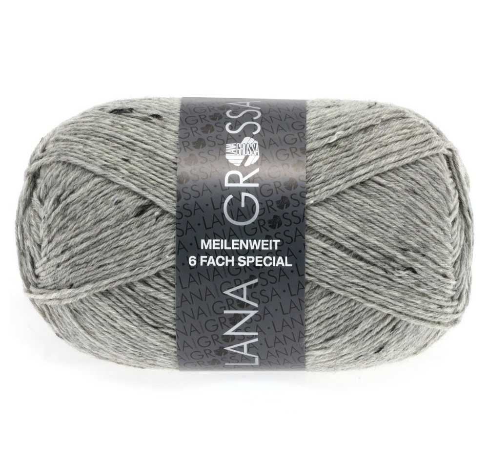 LANA GROSSA MEILENWEIT 6-FACH 150 g TWEED 6-fach Sockenwolle Häkelwolle, 390 m (6-fach Sockenwolle mit Tweed-Effekt, Markanter Tweed-Effekt setzt lebendige Farbakzente), 150 g