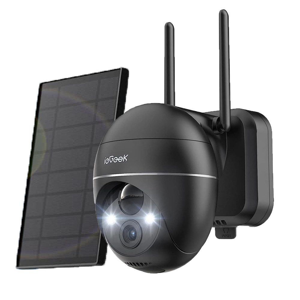 ieGeek Überwachungskamera 2K 3MP Security Camera Überwachungskamera Aussen Solar WLAN Akku (Aussen, Außenbereich, Outdoor, Außen, Kabellos Überwachungskamera WLAN Akku, 355°/120° Schwenkbar PTZ, 1-tlg., 20m Farbnachtsicht, PIR Bewegungsmelder,Sirene/Weißlichtalarm, 4dbi Doppelantenne,Teilen Sie jederzeit und überall)
