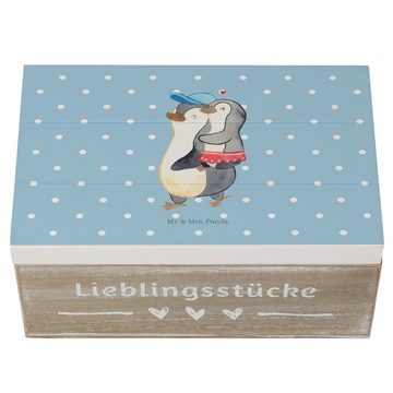 Mr. & Mrs. Panda Dekokiste 19 x 12 cm Pinguin Kleine Schwester - Blau Pastell - Geschenk, Opa, B (1 St), Hohe Stabilität.