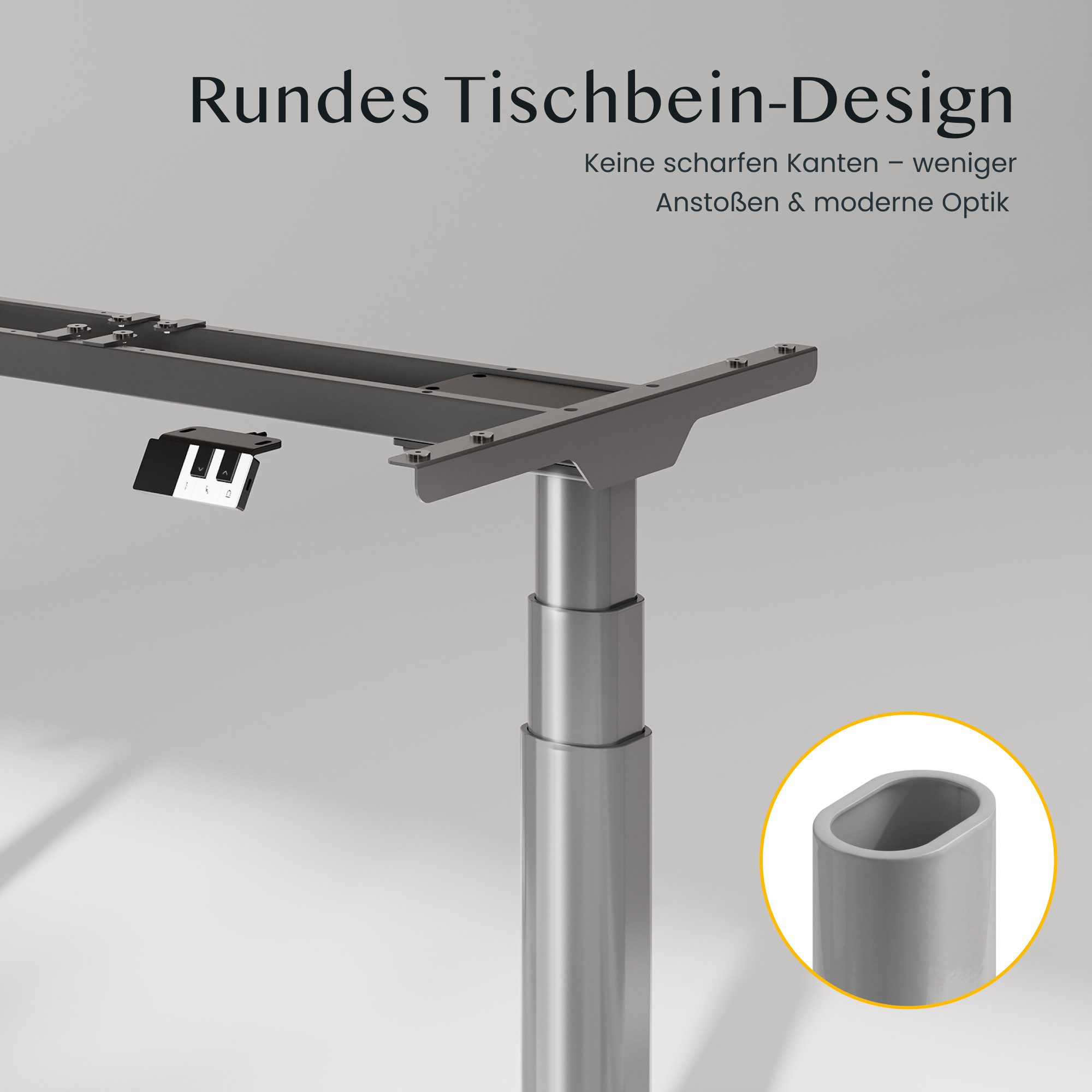 FLEXISPOT Tischgestell Elektrisches Tischgestell höhenverstellbar, CylineX Pro (Dual-Motor, ovalen 3-Fach-Beinen,60–125 cm höhenverstellbar, 35mm/s, LED-Piano-Steuerung mit USB-C, Memory & Geräuscharm <50 dB), Anti-Kollision& Fingerschutz, 200KG Tragkraft(ohne Tischplatte)