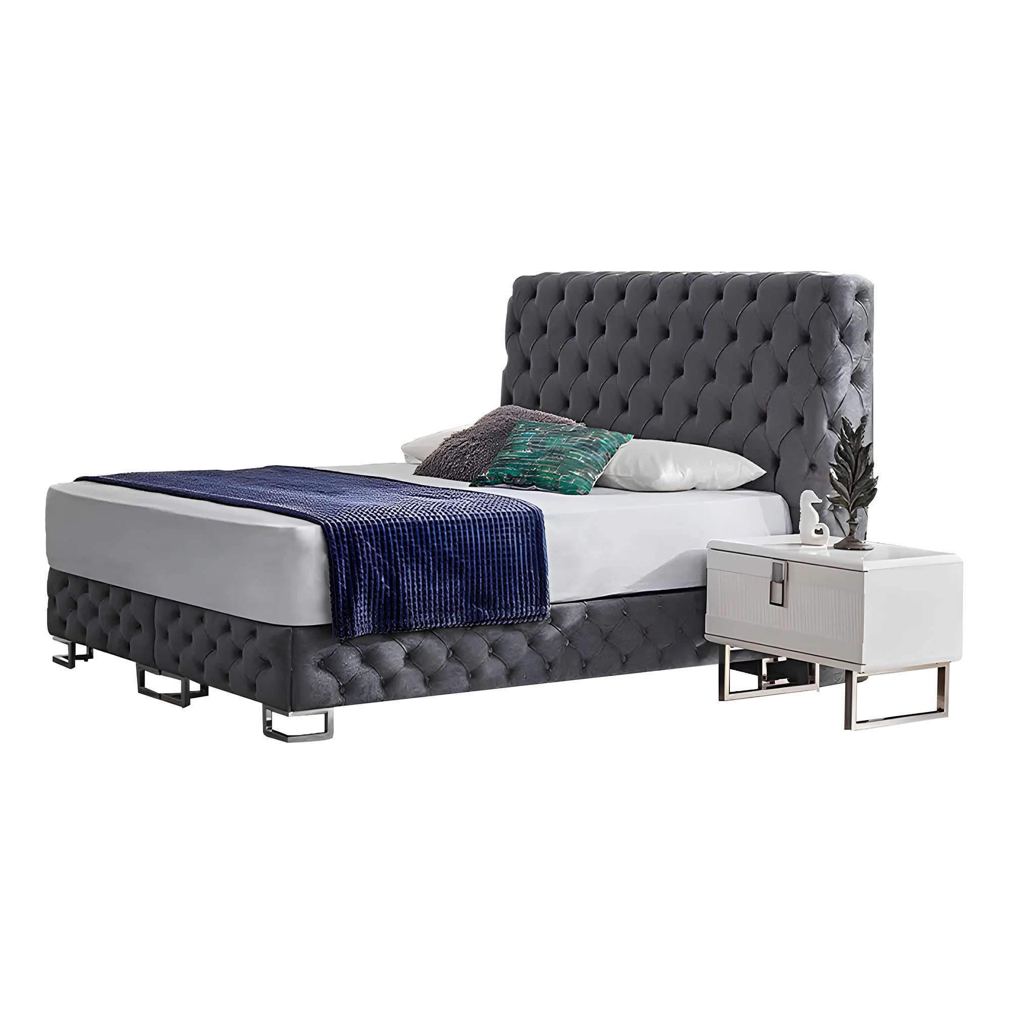 Xlmoebel Bett Chesterfield Polsterbett in Grau mit edler Optik und Komfort (Bett), Hergestellt in Europa
