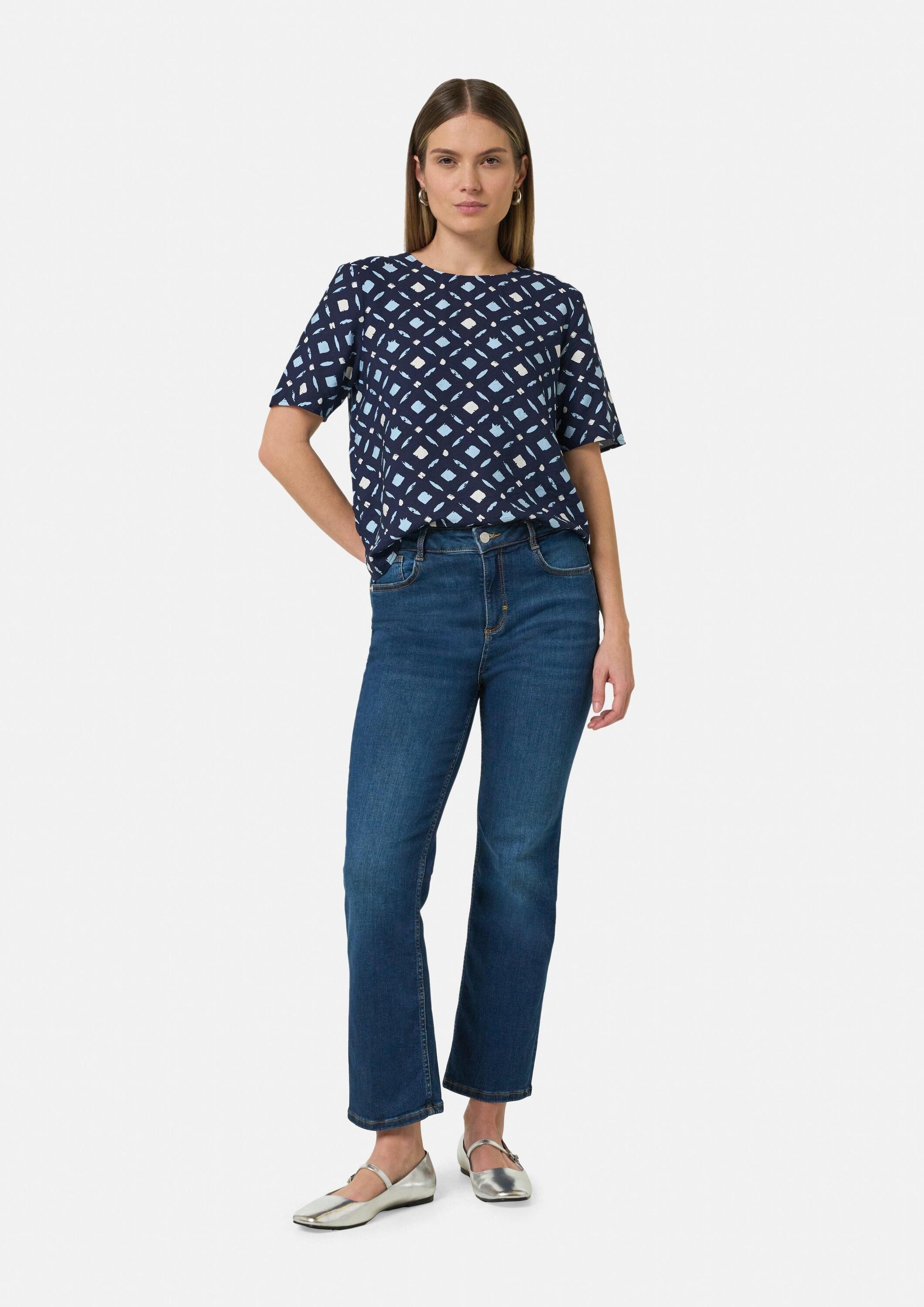 comma Kurzarmbluse Bluse Twilllbluse mit All-over-Print