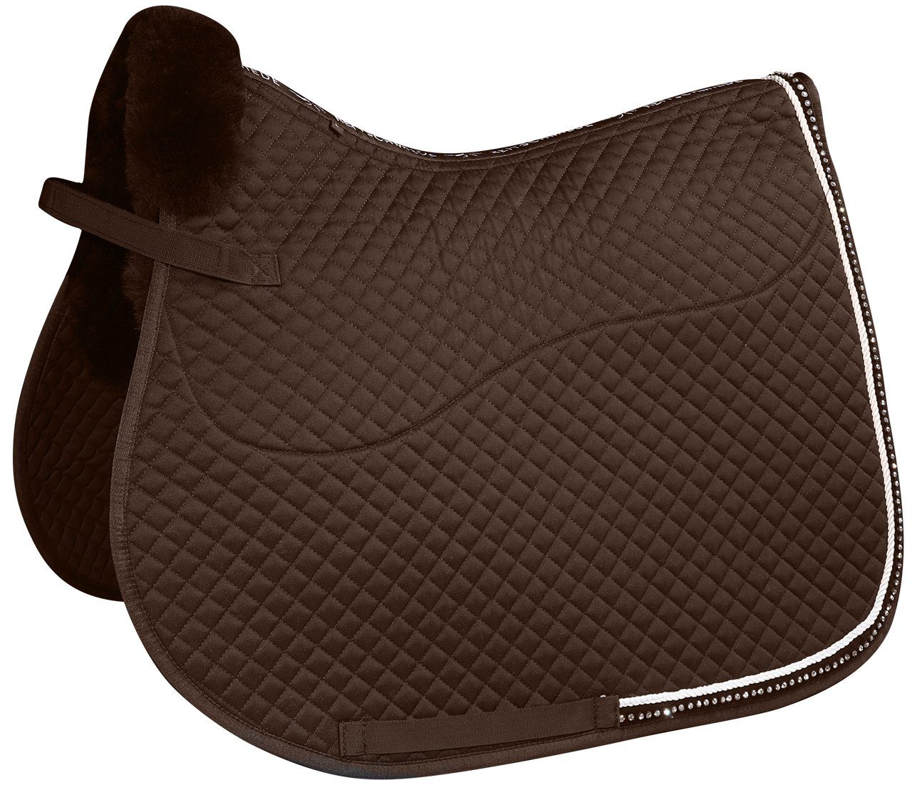 Equinate Schabracke Lammfell Schabracke Star mit Strasssteinen