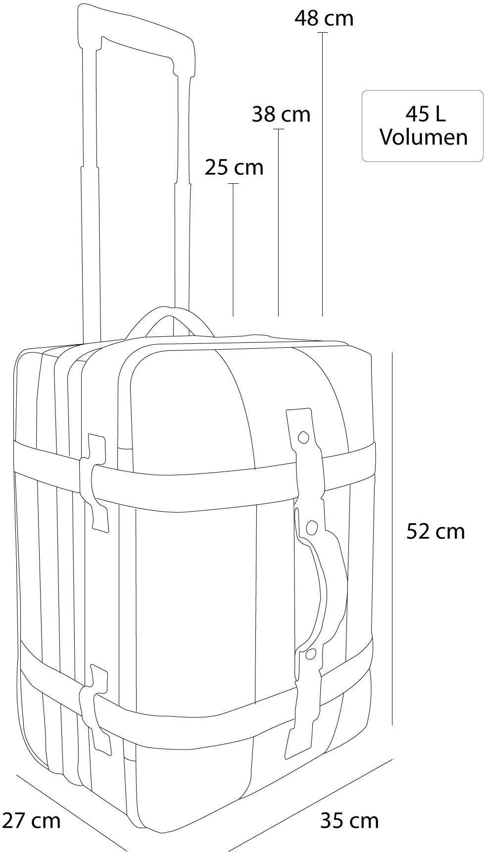normani Reisetasche Reisetasche mit clevere Trolley Handgepäckmaß 45, Schwarz Aurori mit Fächeraufteilung