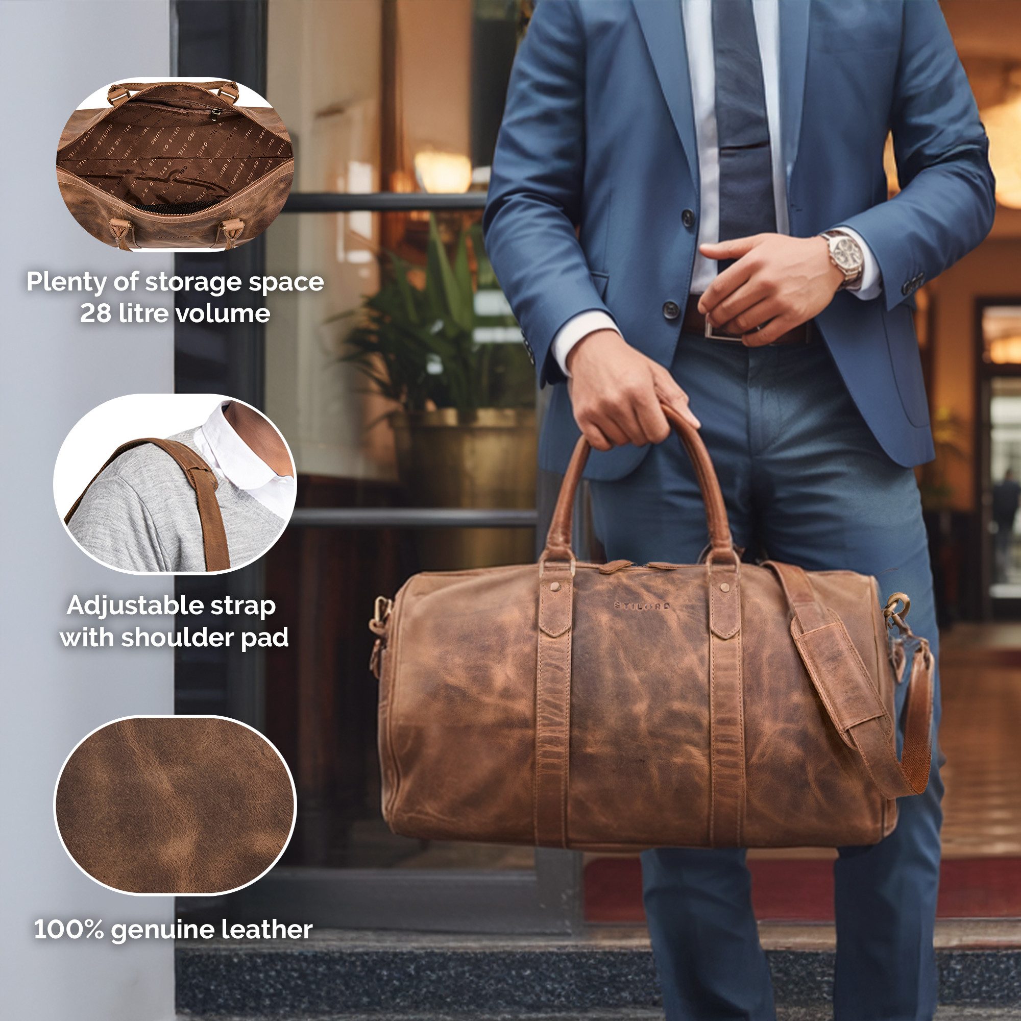 STILORD Weekender "Santiago" Vintage Reisetasche Leder 28L für Damen & Herren