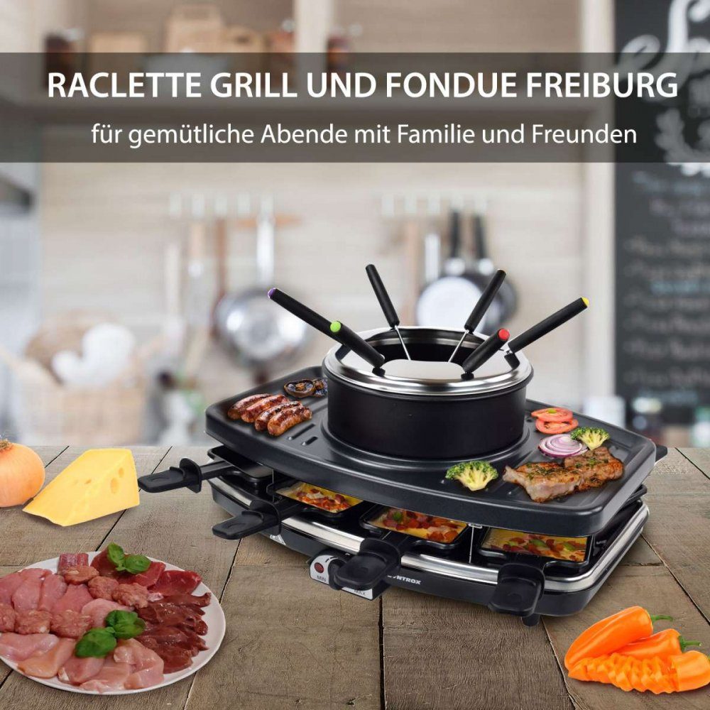 und in Personen Syntrox 1 Raclette-Grill-Fondue-für 3 Fondue-Set Raclette 8 Syntrox