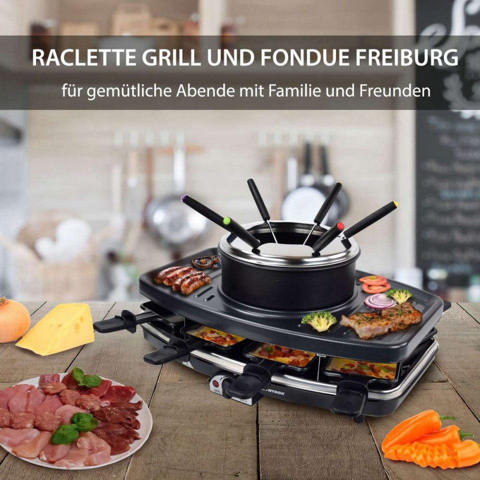 Syntrox Raclette und Fondue-Set Syntrox 3 in 1 Raclette-Grill-Fondue-für 8  Personen