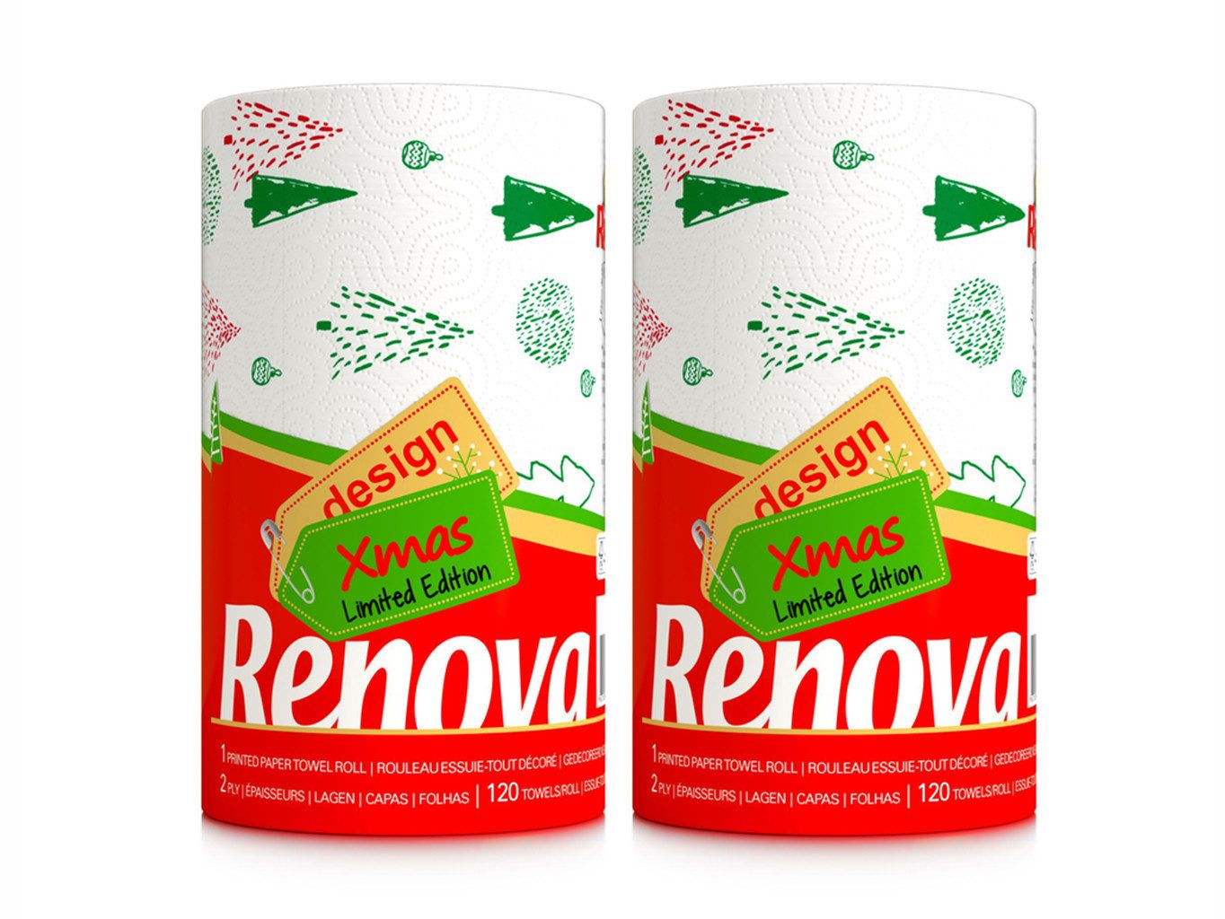 Renova Papierküchenrolle Maxi Christmas Edition (Packung 2-St), bedruckt
