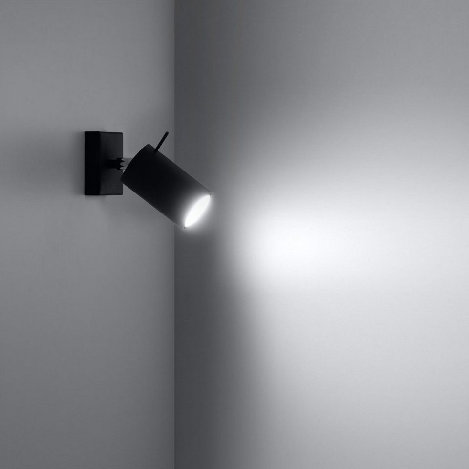 SOLLUX lighting Wandleuchte Wandlampe Wandleuchte RING schwarz, 1x GU10, ca.  8x16x8 cm, geeignet für Leuchtmittel GU10 max. 40 Watt