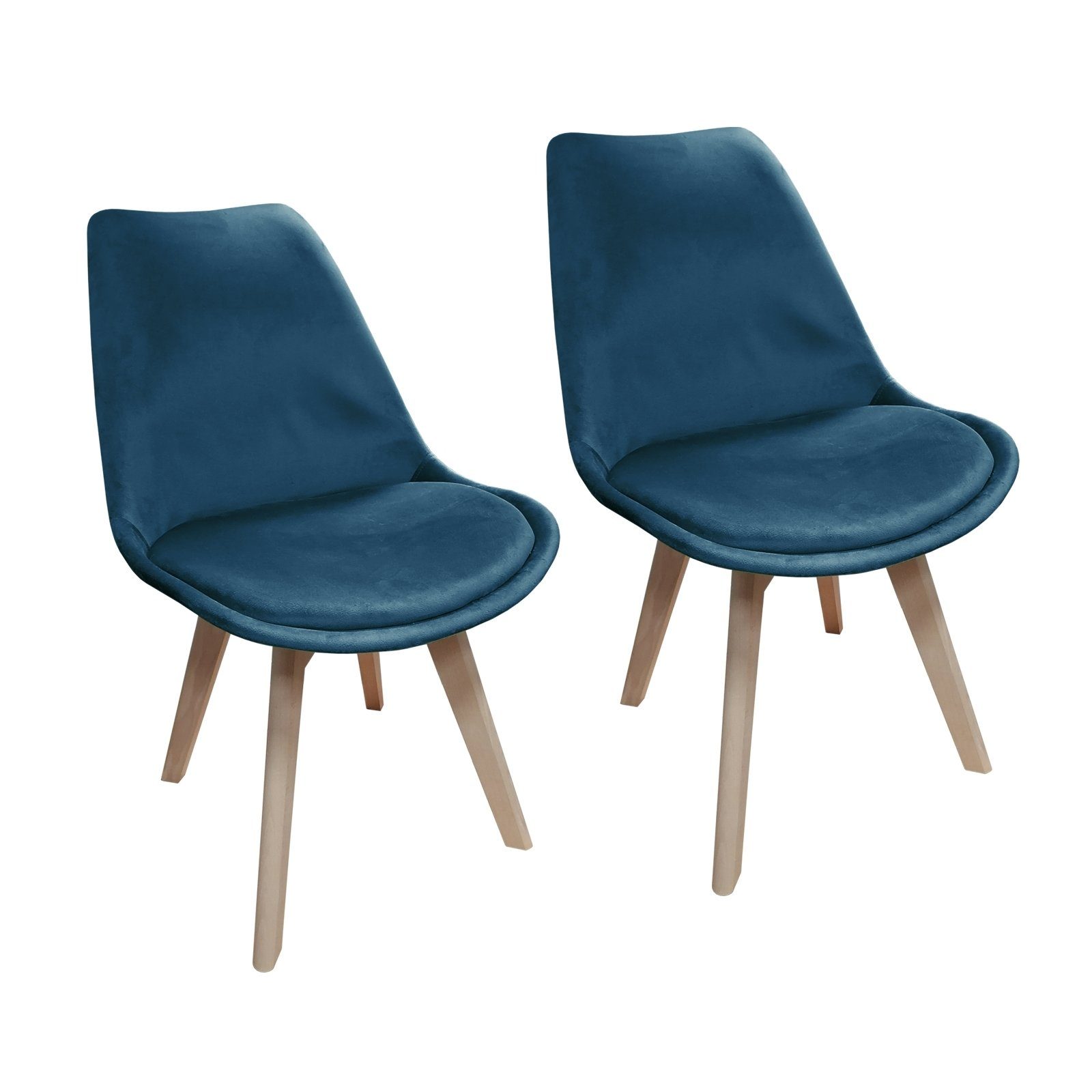 HTI-Living Esszimmerstuhl Stuhl Atlanta Velvet Uni 2er-Set (Set, 2 St), Esszimmerstuhl Samt Blau