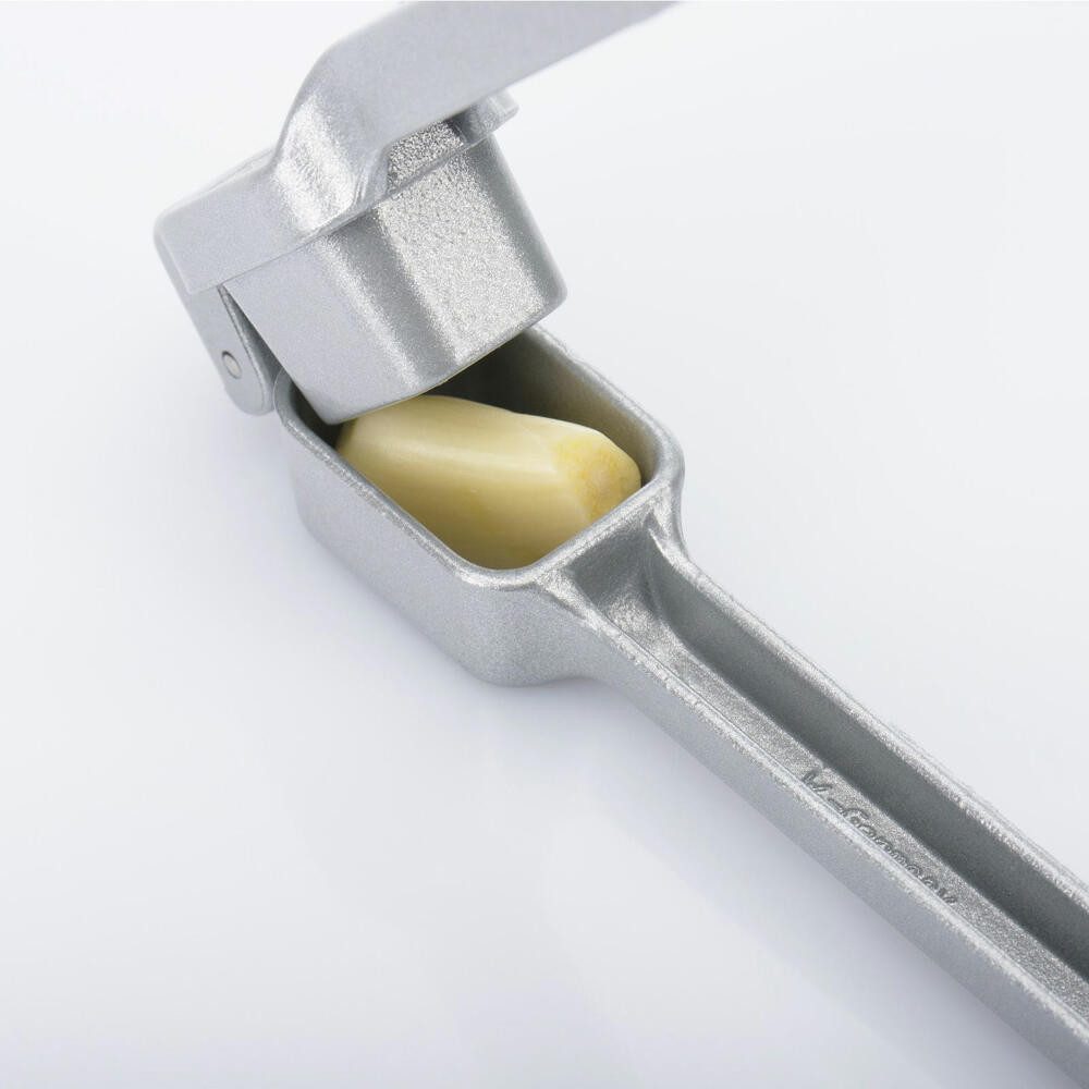 WESTMARK Knoblauchpresse kompakt, Länge: 15,2 cm, Aluminium, Biopress, Silber, Aluminium, Made in Germany, spülmaschinengeeignet, lebensmittelecht