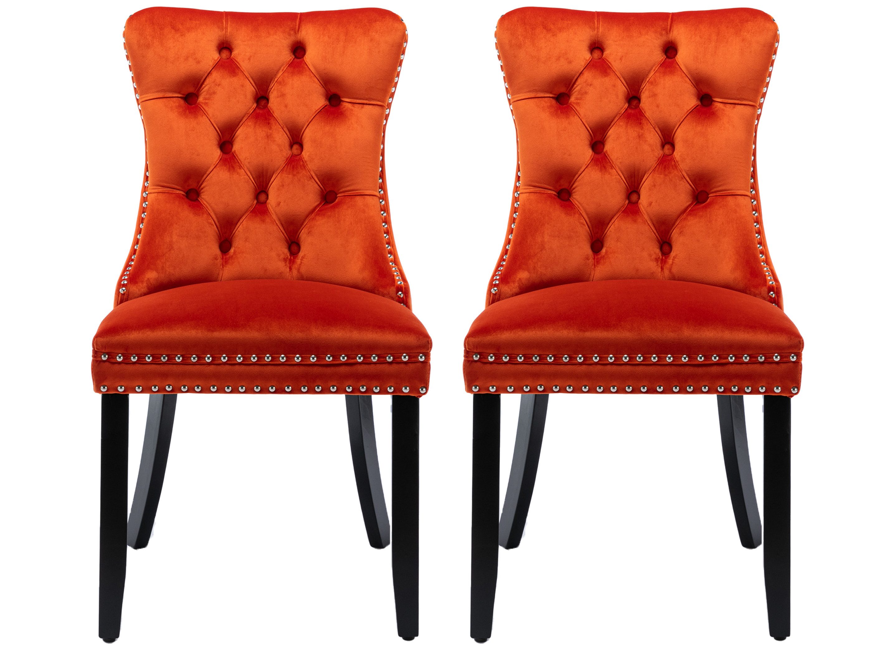 SeedWave Esszimmerstuhl 2er-Set Küchenstuhl Samtbezug, Holzfüße mit Verstel günstig online kaufen