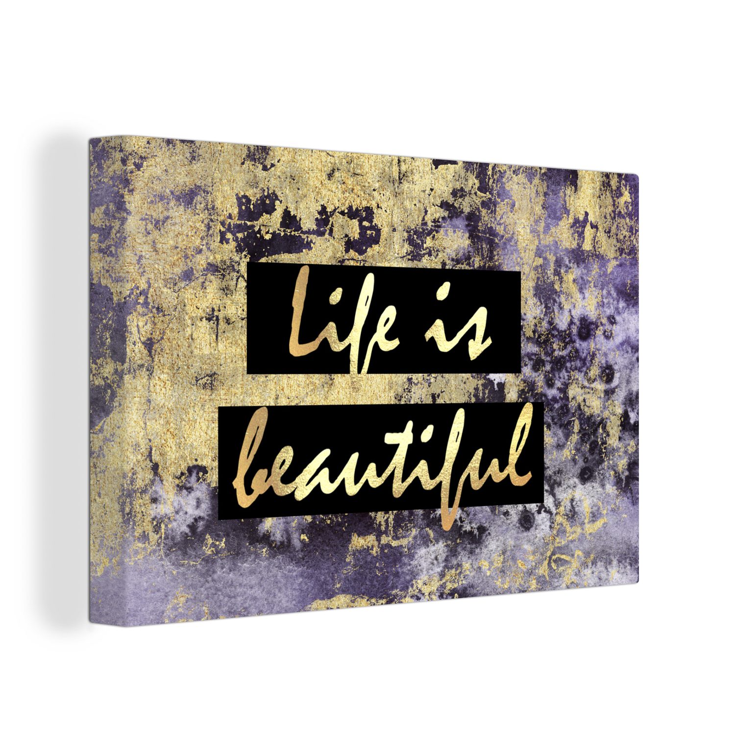 OneMillionCanvasses® Leinwandbild »Zitate Leben Gold«, (1 St), Bild