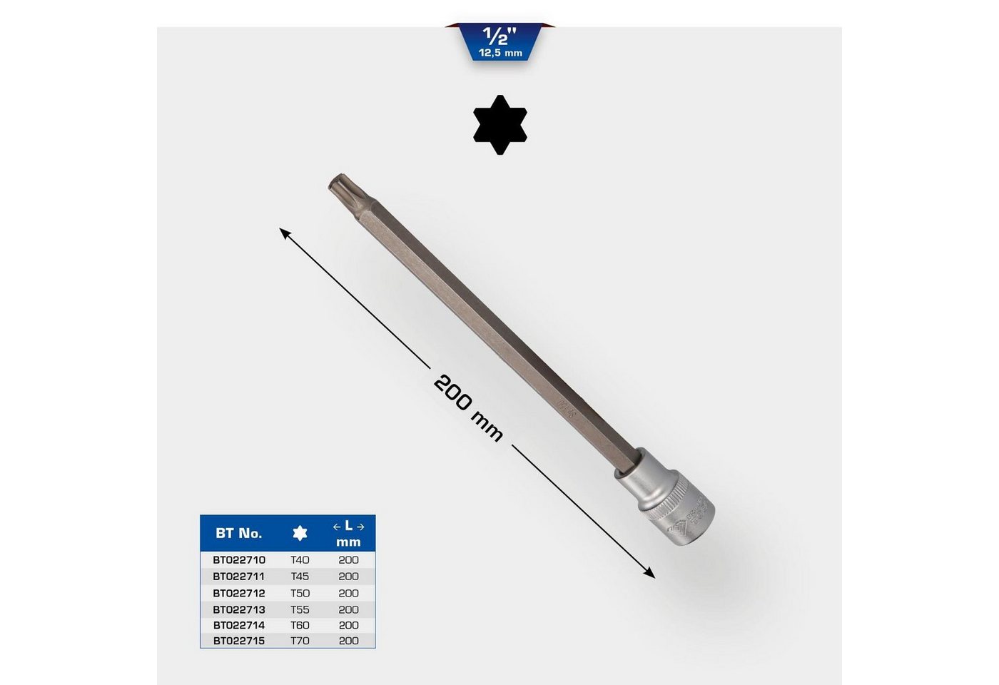 Thumbnail - Brilliant Tools Bohrer- und Bitset 1/2" Torx-Bit-Stecknuss, 200 mm lang, T50