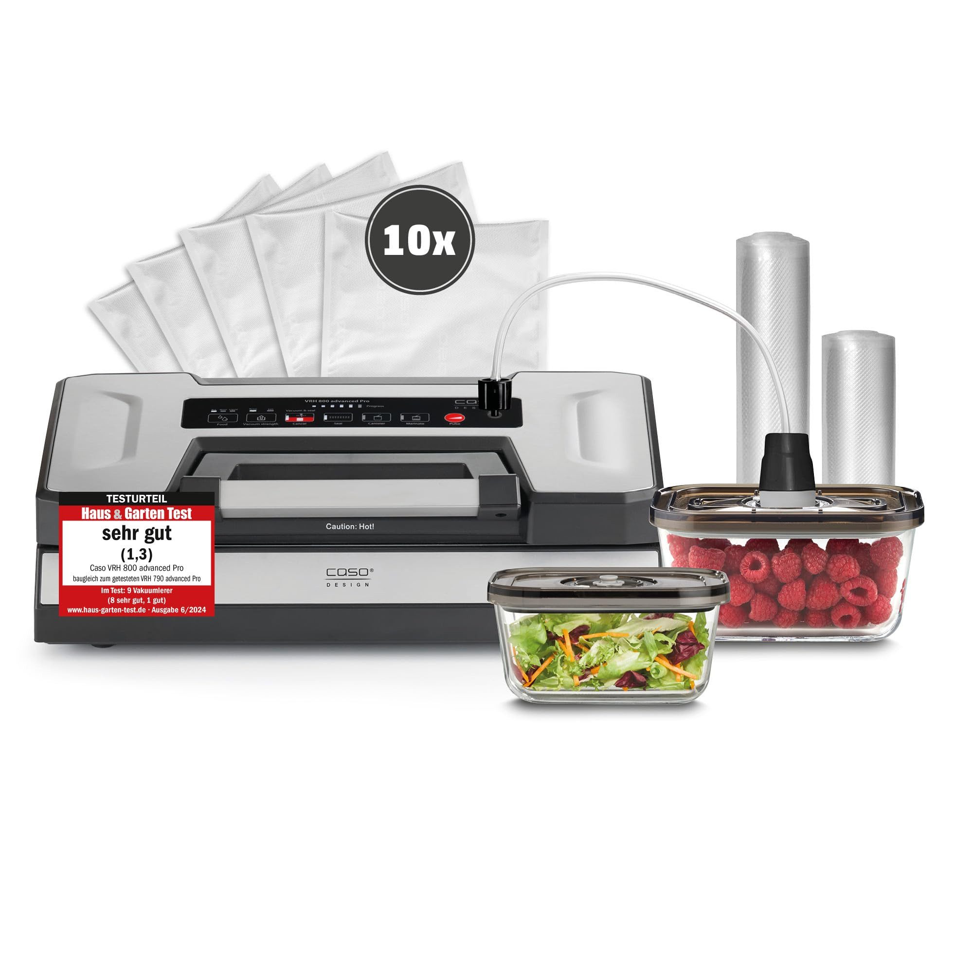 Caso Vakuumierer VRH 800 Advanced Pro, Vakuumierer für Flüssigkeiten, Edelstahl, Doppelnaht