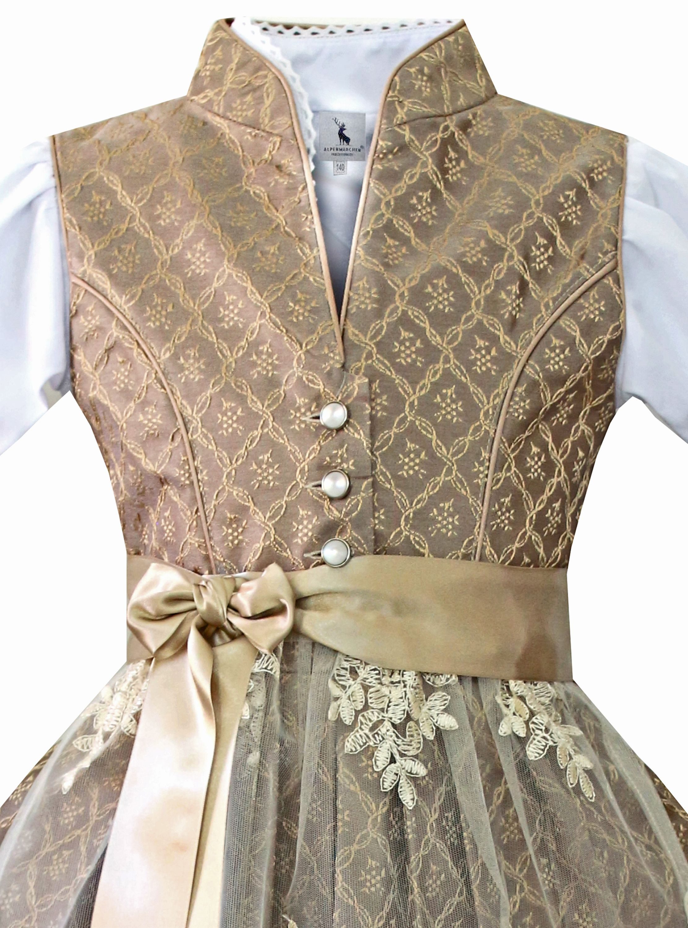 Alpenmärchen Dirndl Kinderdirndl Nele in Hellbraun - ALM-K971
