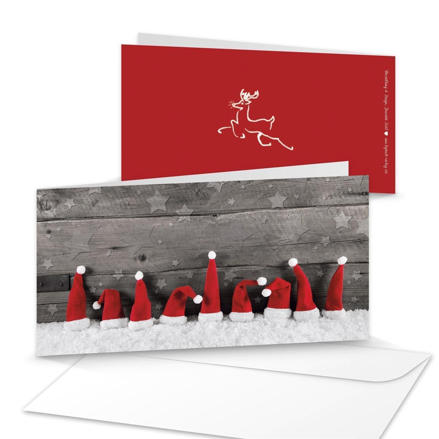 Logbuch-Verlag Dekofigur Umschläge + Weihnachtskarten DIN lang Klappkarten Holz-Optik mit
